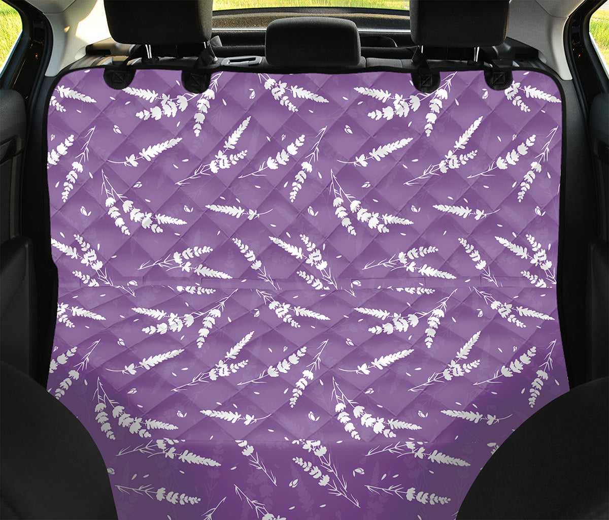 Purple And White Lavender Pattern Print Pet Car Back Seat Cover