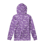 Purple And White Lavender Pattern Print Pullover Hoodie