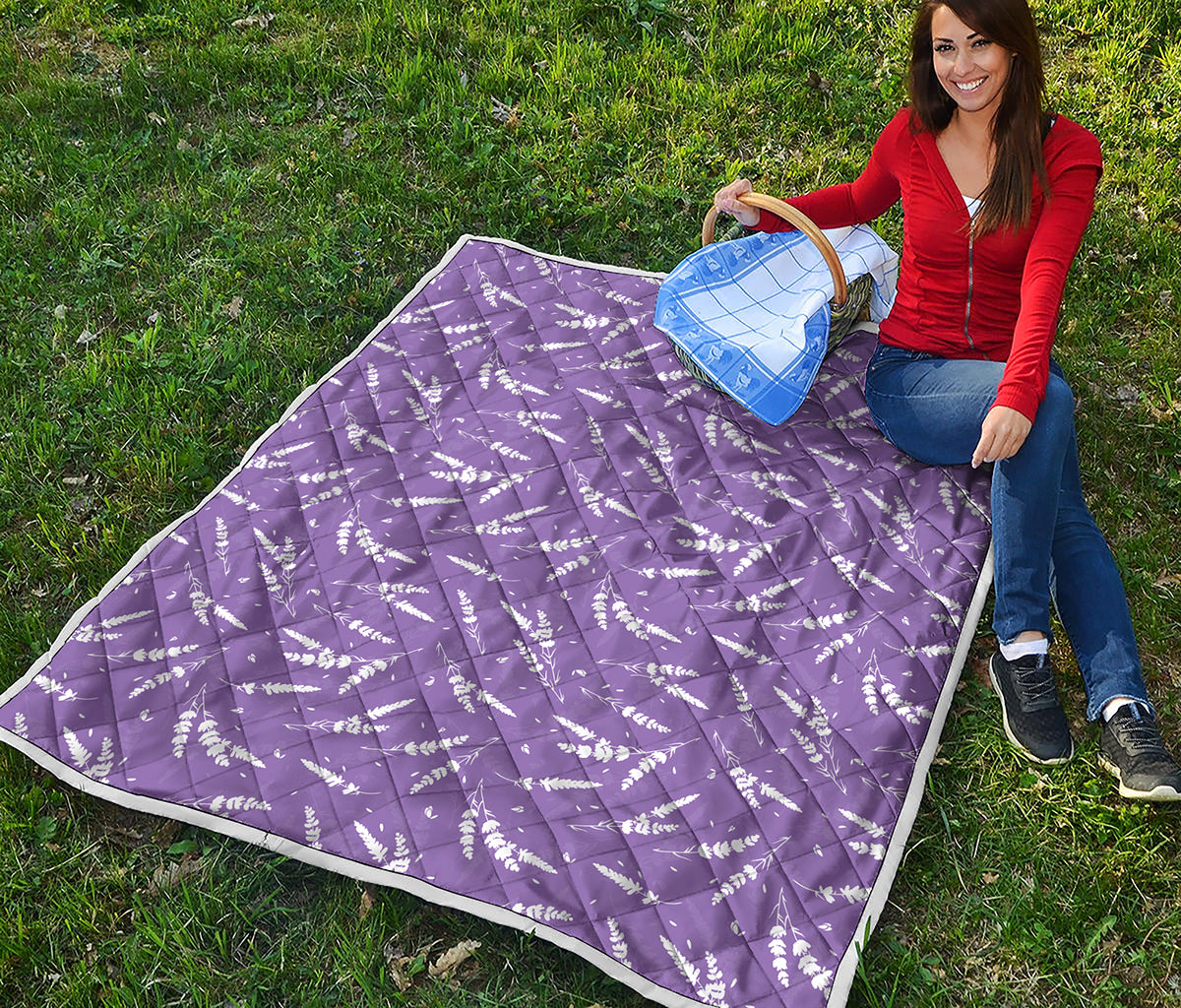 Purple And White Lavender Pattern Print Quilt
