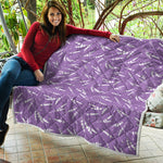 Purple And White Lavender Pattern Print Quilt