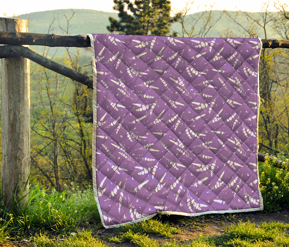 Purple And White Lavender Pattern Print Quilt
