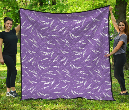 Purple And White Lavender Pattern Print Quilt