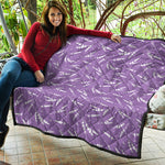 Purple And White Lavender Pattern Print Quilt