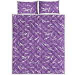 Purple And White Lavender Pattern Print Quilt Bed Set