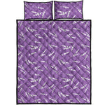 Purple And White Lavender Pattern Print Quilt Bed Set