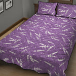 Purple And White Lavender Pattern Print Quilt Bed Set