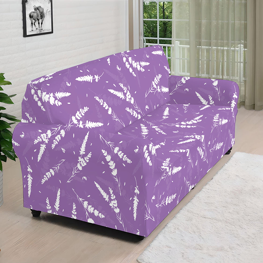 Purple And White Lavender Pattern Print Sofa Cover