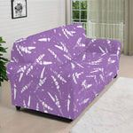 Purple And White Lavender Pattern Print Sofa Cover
