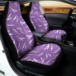 Purple And White Lavender Pattern Print Universal Fit Car Seat Covers