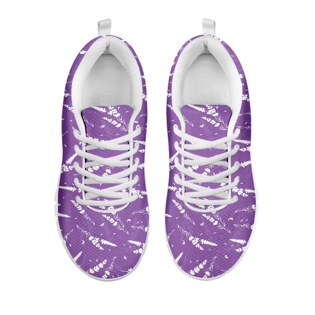 Purple And White Lavender Pattern Print White Sneakers