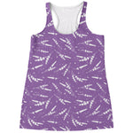 Purple And White Lavender Pattern Print Women's Racerback Tank Top
