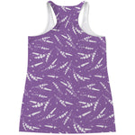 Purple And White Lavender Pattern Print Women's Racerback Tank Top