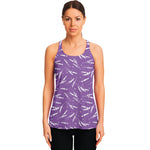 Purple And White Lavender Pattern Print Women's Racerback Tank Top
