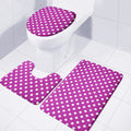 Purple And White Polka Dot Pattern Print 3 Piece Bath Mat Set