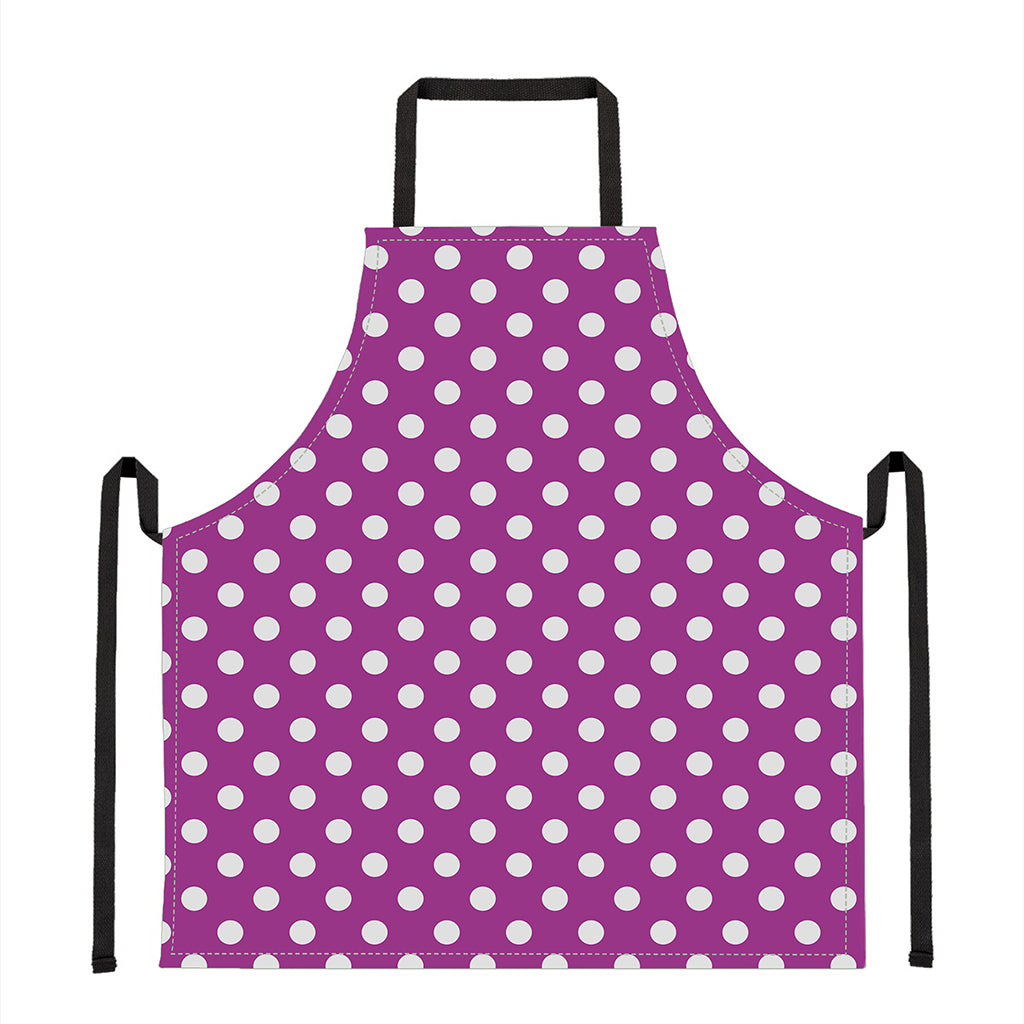 Purple And White Polka Dot Pattern Print Apron