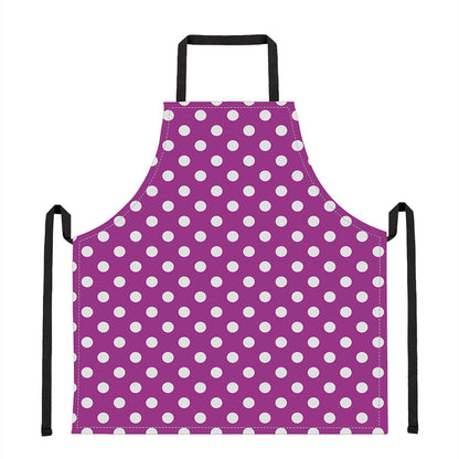 Purple And White Polka Dot Pattern Print Apron