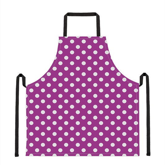 Purple And White Polka Dot Pattern Print Apron