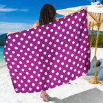 Purple And White Polka Dot Pattern Print Beach Sarong Wrap