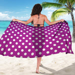 Purple And White Polka Dot Pattern Print Beach Sarong Wrap