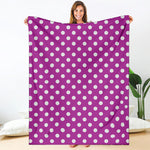 Purple And White Polka Dot Pattern Print Blanket