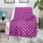 Purple And White Polka Dot Pattern Print Blanket
