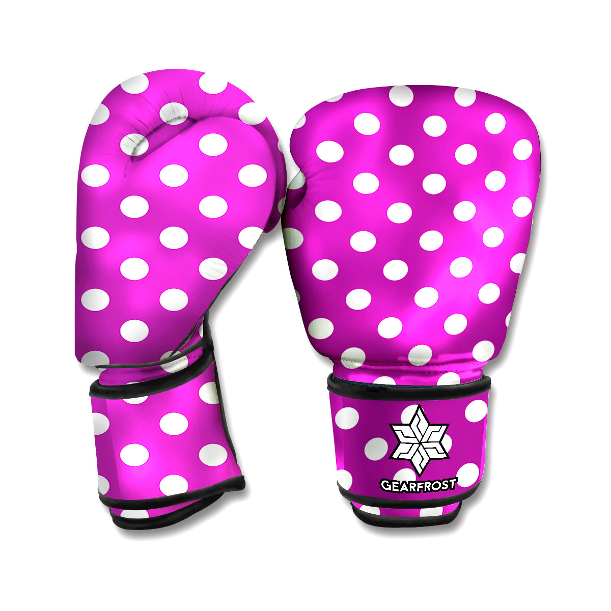 Purple And White Polka Dot Pattern Print Boxing Gloves