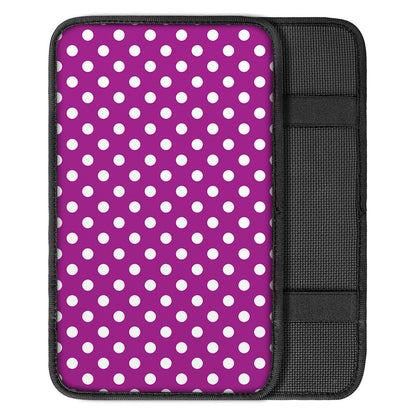Purple And White Polka Dot Pattern Print Car Center Console Cover