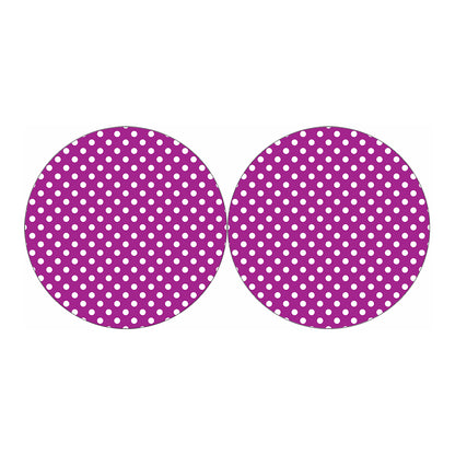 Purple And White Polka Dot Pattern Print Car Coasters