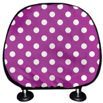 Purple And White Polka Dot Pattern Print Car Headrest Covers