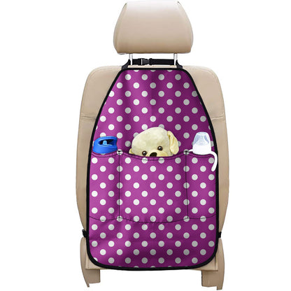 Purple And White Polka Dot Pattern Print Car Seat Organizers