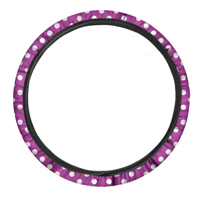 Purple And White Polka Dot Pattern Print Car Steering Wheel Cover