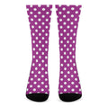 Purple And White Polka Dot Pattern Print Crew Socks