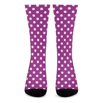 Purple And White Polka Dot Pattern Print Crew Socks