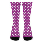 Purple And White Polka Dot Pattern Print Crew Socks