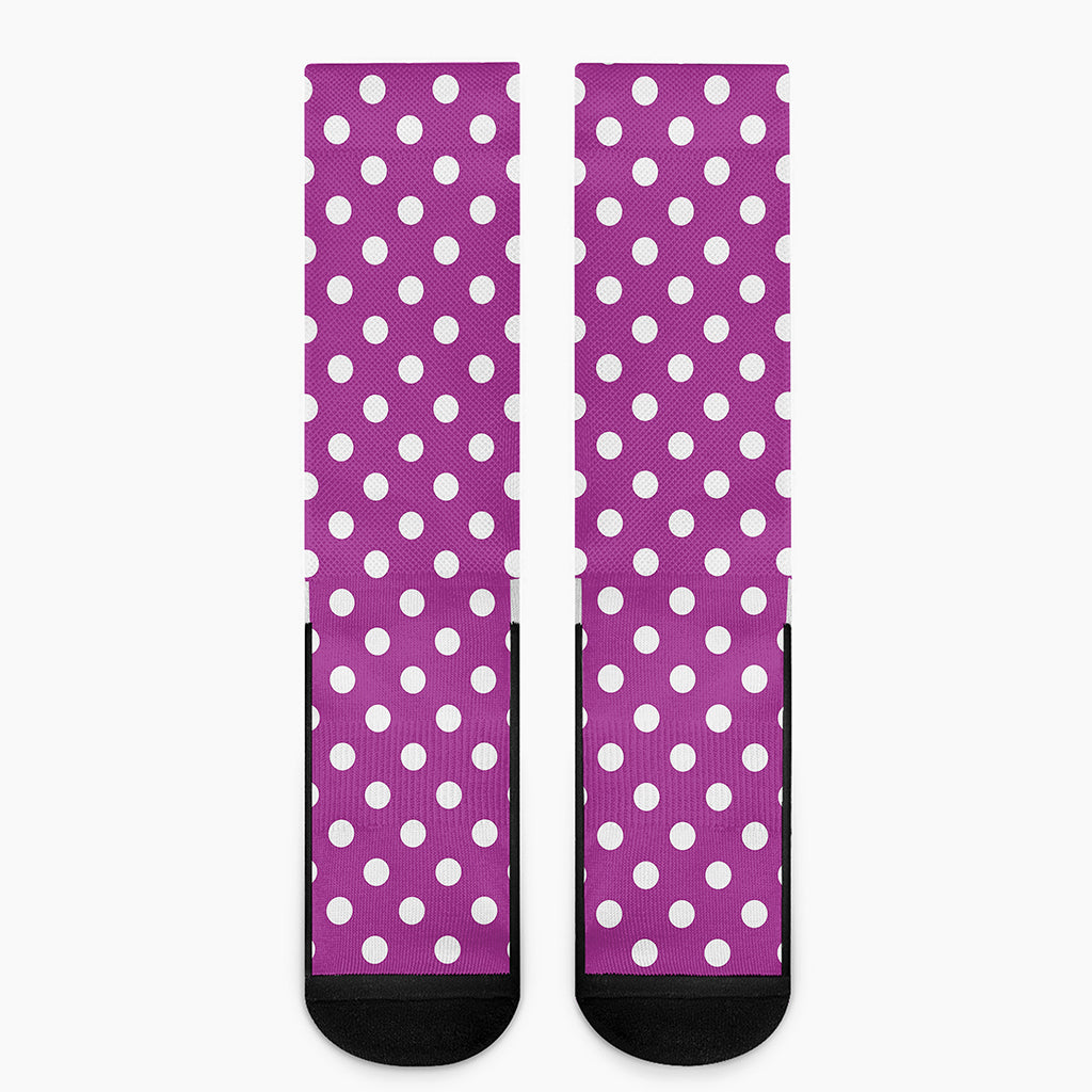 Purple And White Polka Dot Pattern Print Crew Socks
