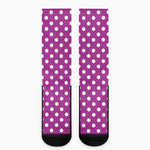 Purple And White Polka Dot Pattern Print Crew Socks