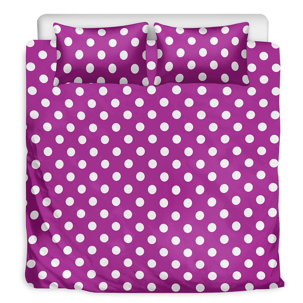 Purple And White Polka Dot Pattern Print Duvet Cover Bedding Set