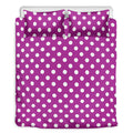 Purple And White Polka Dot Pattern Print Duvet Cover Bedding Set