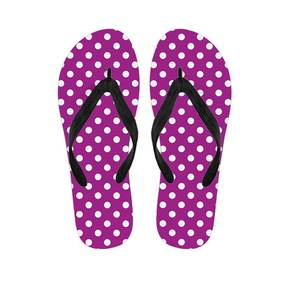 Purple And White Polka Dot Pattern Print Flip Flops