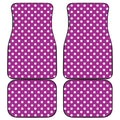 Purple And White Polka Dot Pattern Print Front and Back Car Floor Mats