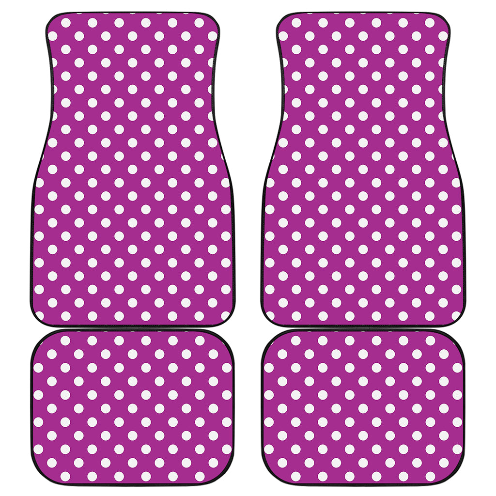 Purple And White Polka Dot Pattern Print Front and Back Car Floor Mats