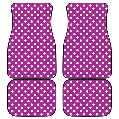 Purple And White Polka Dot Pattern Print Front and Back Car Floor Mats