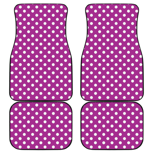 Purple And White Polka Dot Pattern Print Front and Back Car Floor Mats