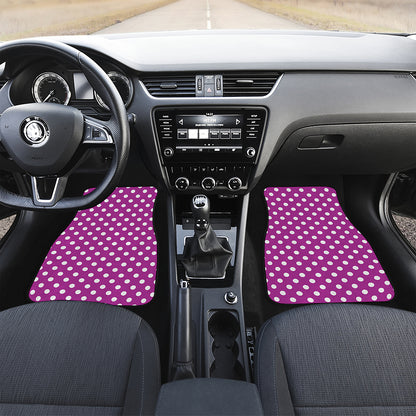 Purple And White Polka Dot Pattern Print Front and Back Car Floor Mats