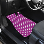 Purple And White Polka Dot Pattern Print Front and Back Car Floor Mats