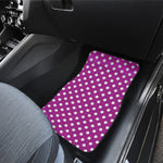 Purple And White Polka Dot Pattern Print Front and Back Car Floor Mats