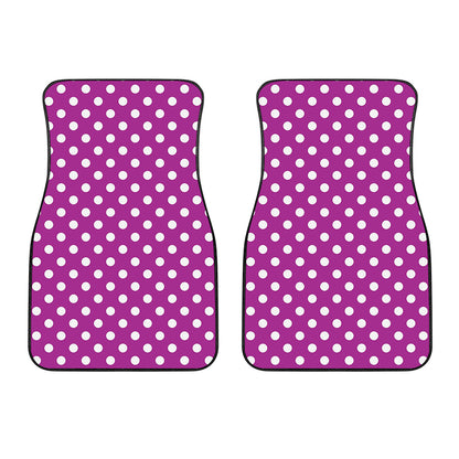 Purple And White Polka Dot Pattern Print Front Car Floor Mats