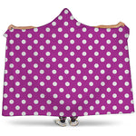 Purple And White Polka Dot Pattern Print Hooded Blanket