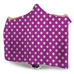 Purple And White Polka Dot Pattern Print Hooded Blanket