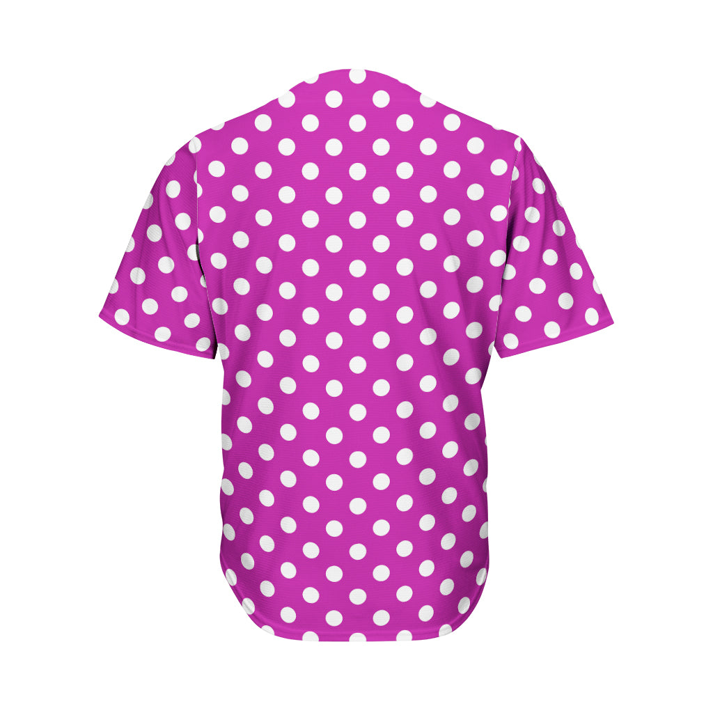 Purple And White Polka Dot Pattern Print Men's Baseball Jersey